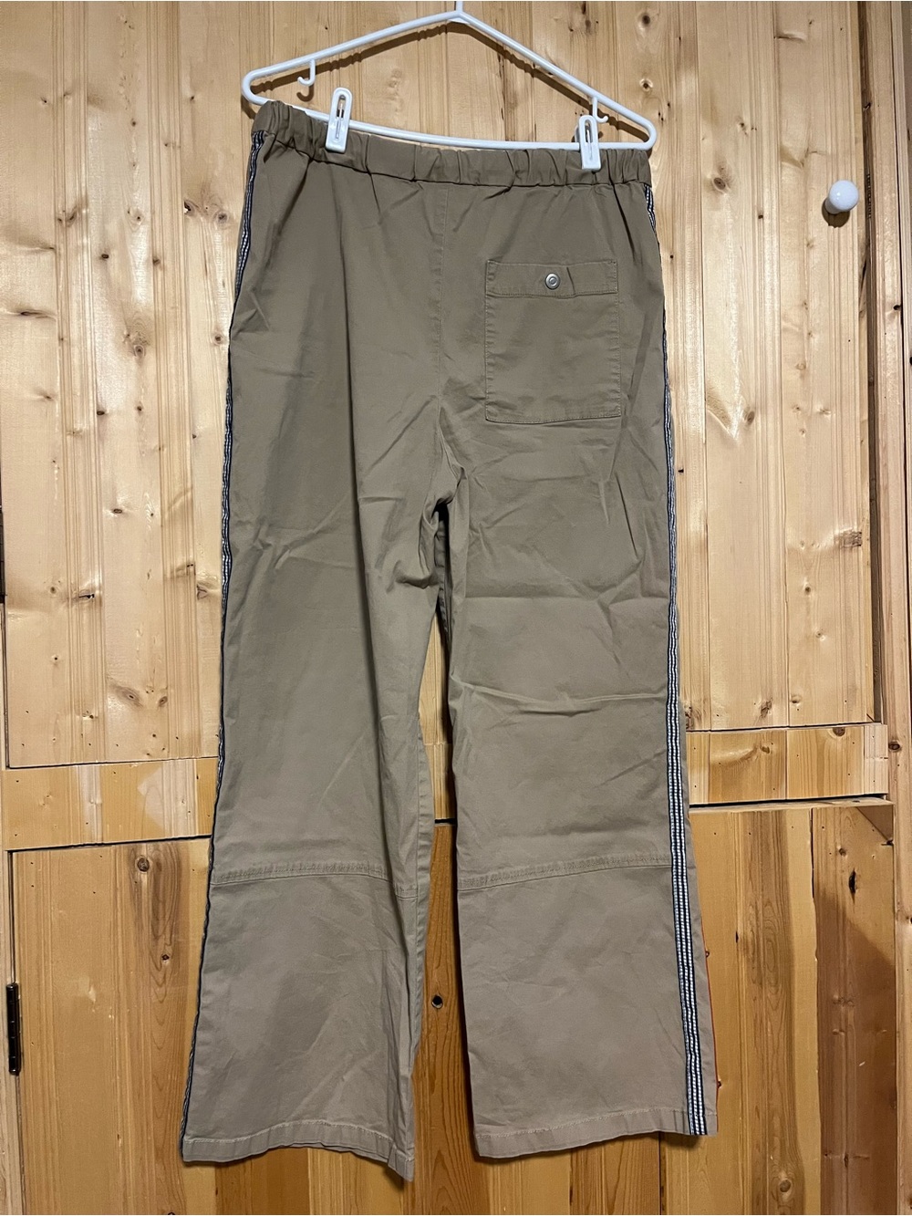 Anthropologie Khaki Chinos with Black and Orange Side Stripes